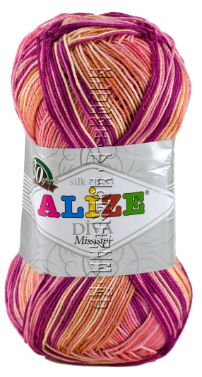 Пряжа DIVA MISSISIPI Alize - (5635 - Розовый, персиковый, фиолетовый)