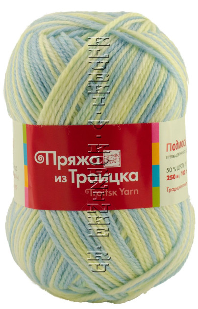 Пряжа Троицкая «Подмосковная» - (4156 - Бл.голубой, бл.желтый)
