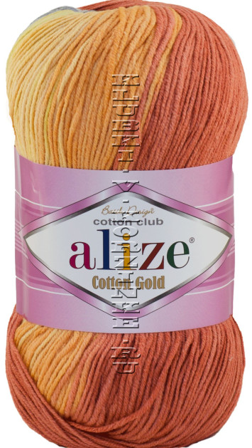 Пряжа Cotton Gold  Batik Alize - (5508 - Персиковый, терракот, серый)