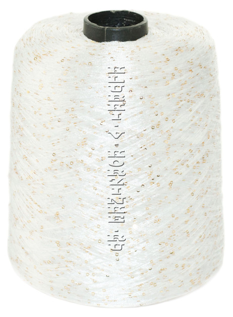 Пряжа в бобинах Paillettes (176 - Белый с золотистыми пайетками)  