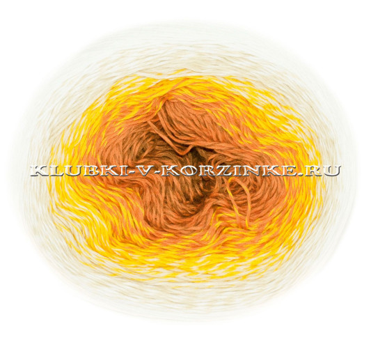 Пряжа YarnArt Rosegarden - (307 - Белый, оранжевый, терракот)