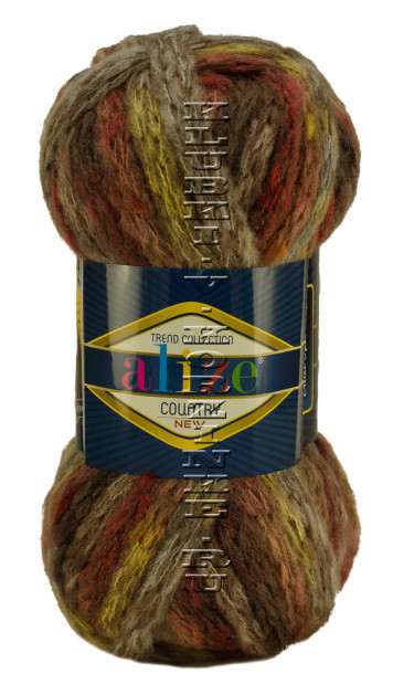 Пряжа Country New Alize - (5038 - Желтый, бордовый, коричневый)
