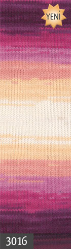 Пряжа LANAGOLD BATIK Alize - (3016 - Белый, розовый, персик, фиолетовый)