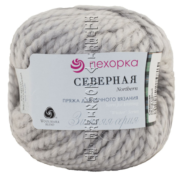 Пряжа Пехорка «Северная» - (08 -  Светло-серый)