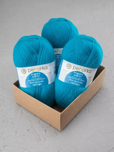Пряжа Пехорка «Ангорская теплая» - (45 - Тёмная бирюза)