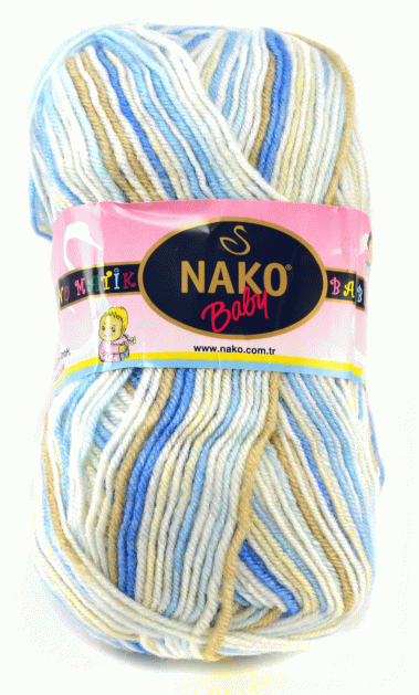 Пряжа NAKO "BAMBINO MATIC" - (9055 - Бежево-голубые полоски)