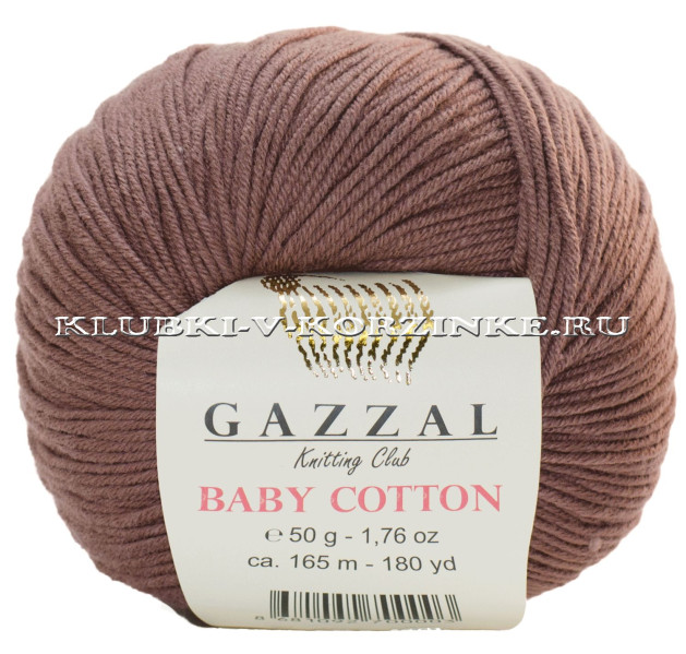 Пряжа GAZZAL (Газзал) Baby Cotton - (3455 - Древесный)