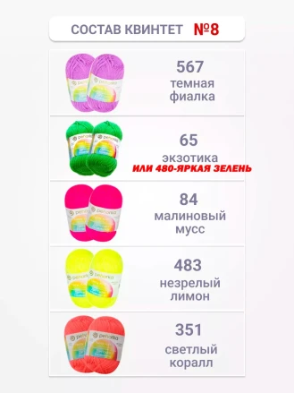 Набор пряжи Пехорка «Детская новинка» Квинтет 8