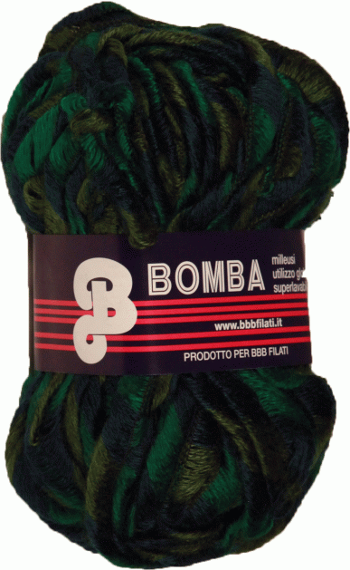 Ленточная пряжа BOMBA (5 - Зеленый, синий, хаки)