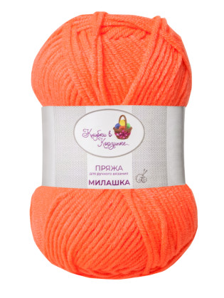 Пряжа «Милашка» 100% акрил, (203 - Яркий коралл)