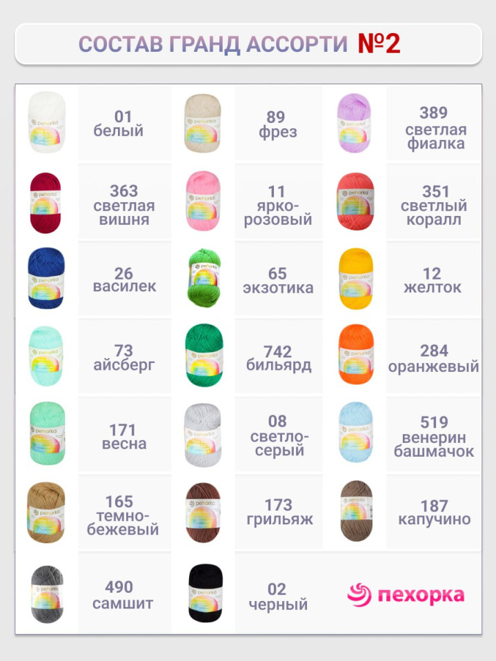 Набор пряжи Пехорка «Детская новинка» Гранд Ассорти 2