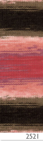 Пряжа LANAGOLD BATIK Alize - (2521 - Т.розовый, коричневый)