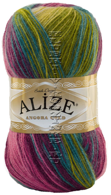 Пряжа ANGORA GOLD BATIK Alize - (4341 - Розовый, фиолетовый, горчичный, бирюзовый)