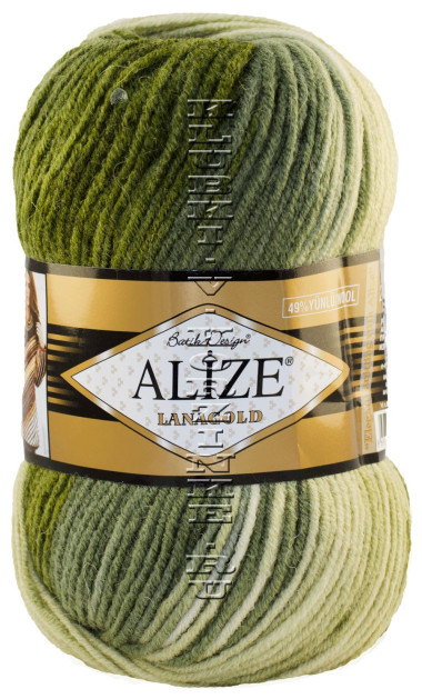 Пряжа LANAGOLD BATIK Alize - (6379 - Оливковый, хаки)