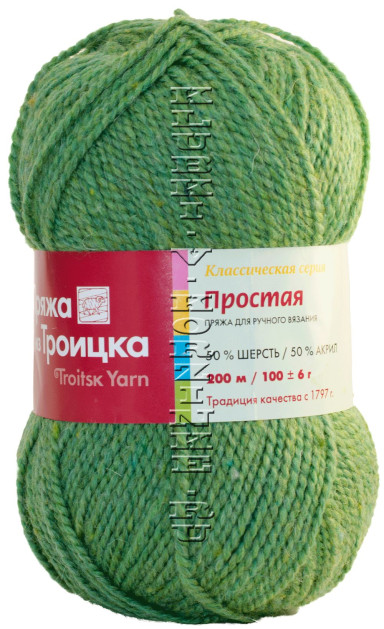 Пряжа Троицкая «Простая» - (8101 - Меланж, аспарагус)