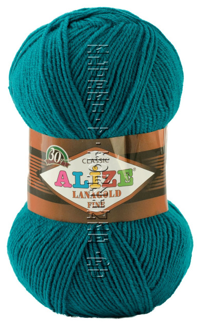 Пряжа Lanagold Fine Alize - (640 - Павлиновая зелень)
