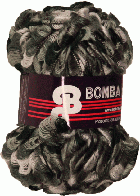 Ленточная пряжа BOMBA (1 - Белый, серый, т.серый)