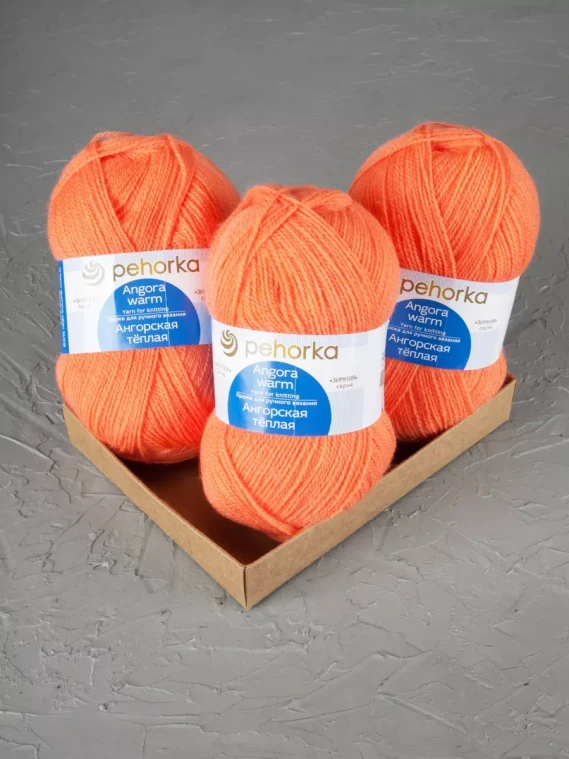 Пряжа Пехорка «Ангорская теплая» - (396 - Настурция)