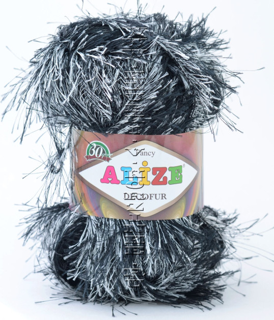 Пряжа Decofur Alize - (1378 - Черный с белым)