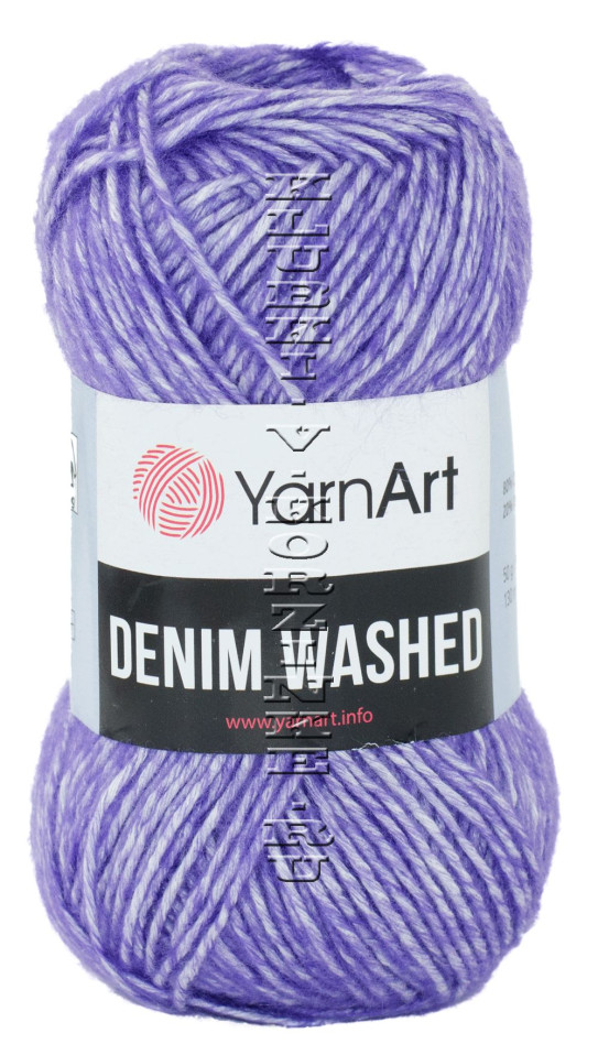 Пряжа YarnArt Denim Washed - (907 - Светлый чароит, белый)