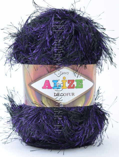 Пряжа Decofur Alize - (1380 - Черный с фиолетовым)