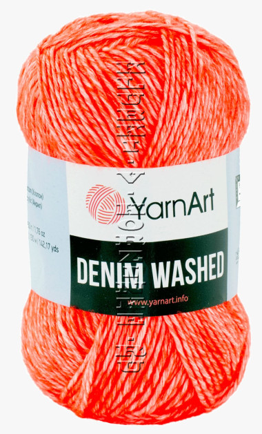 Пряжа YarnArt Denim Washed - (913 - Алая роза, белый)