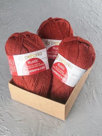 Пряжа Пехорка «Деревенская» - (487 - Красное дерево)