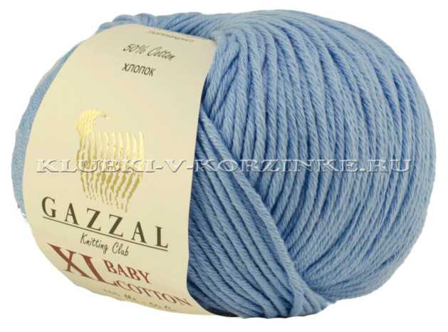Пряжа GAZZAL (Газзал) Baby Cotton XL - (3423XL - Голубой)