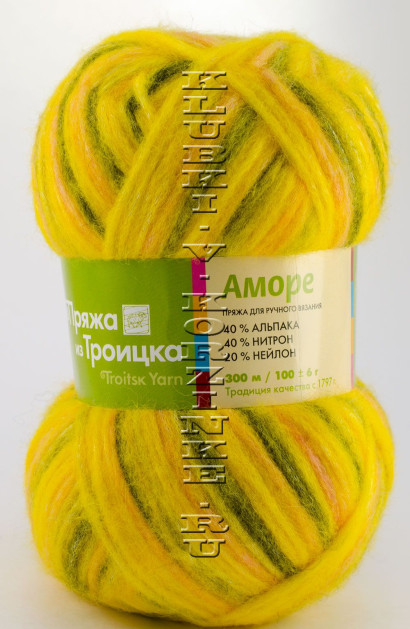 Пряжа Троицкая «Аморе» - (3628 - Мулине шафран, табак)