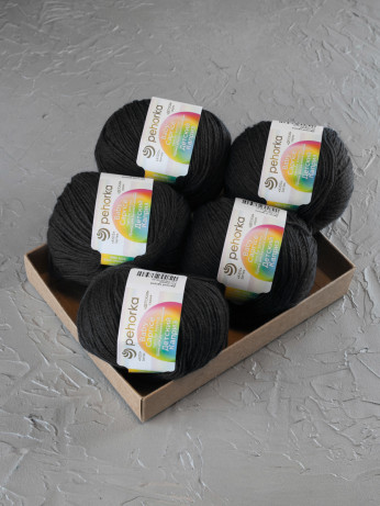 Пряжа Пехорка «Детский каприз» - (02 - Черный)