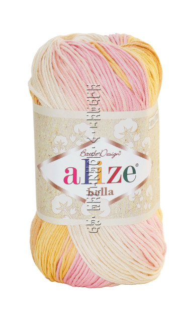Пряжа BELLA BATIK Alize - (6789 - Белый, розовый, оранжевый, жёлтый)