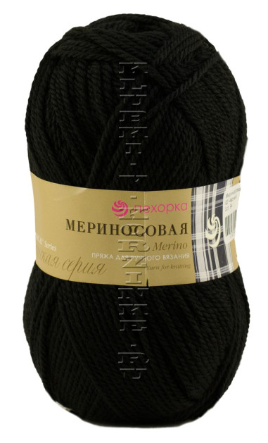 Пряжа Пехорка «Мериносовая» - (02 - Черный)