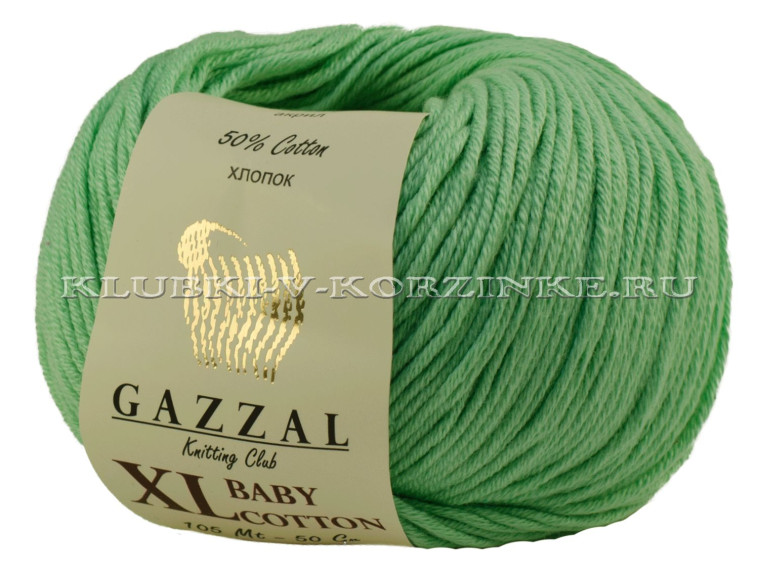 Пряжа GAZZAL (Газзал) Baby Cotton XL - (3425XL - Мятный)