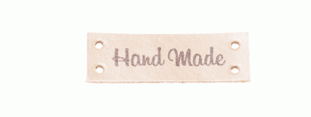 Пришивная кожаная бирка «Hand Made» (Бежевая)