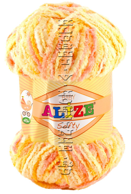 Пряжа Softy Alize - (51625 - Желтый, розовый)
