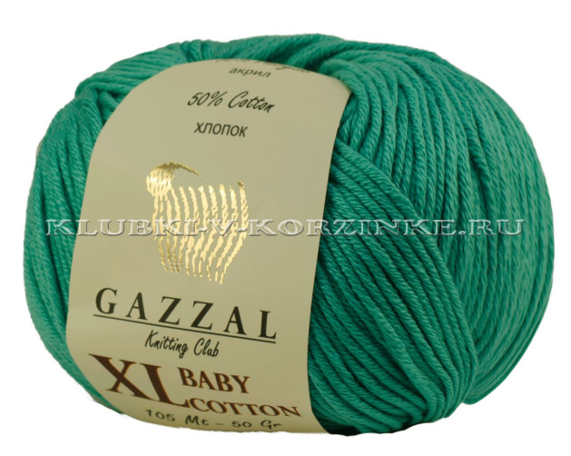 Пряжа GAZZAL (Газзал) Baby Cotton XL - (3426XL - Зеленая бирюза)
