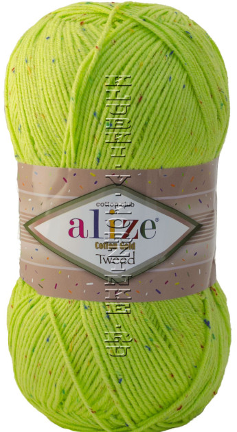 Пряжа Cotton Gold  Tweed Alize - (612 - Зеленый неон)