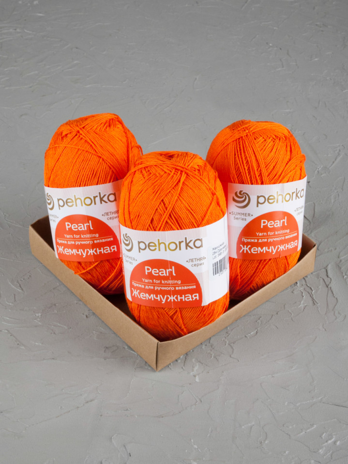 Пряжа Пехорка «Жемчужная» - (284 -  Оранжевый)