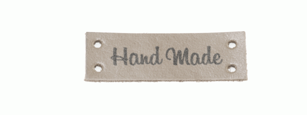 Пришивная кожаная бирка «Hand Made» (Серая)