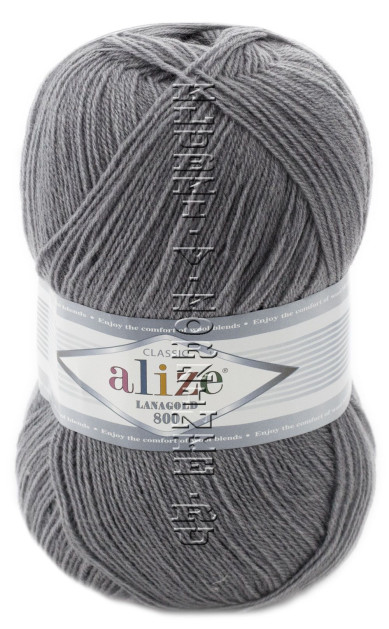 Пряжа Lanagold 800 Alize - (348 - Тёмно - серый)
