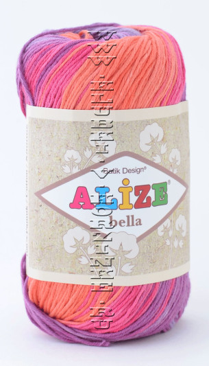 Пряжа BELLA BATIK Alize - (4595 - Сиреневый, малиновый, оранжевый)