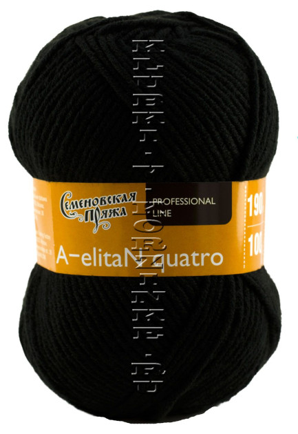Пряжа Семеновская «АэлитаН кватро» - (1 - Черный)