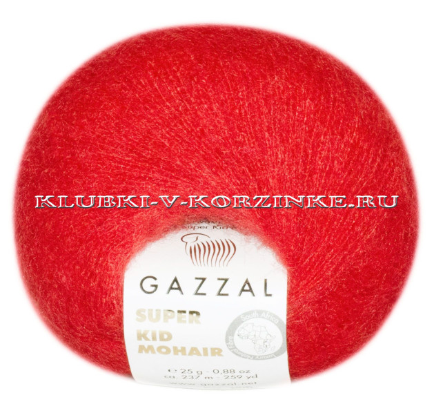 Пряжа Super Kid Mohair Gazzal - (64416 - Тёмно - алый)