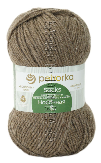 Пряжа Пехорка "Носочная" - (517 - Коричневый меланж)