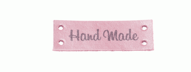 Пришивная кожаная бирка «Hand Made» (Розовая)