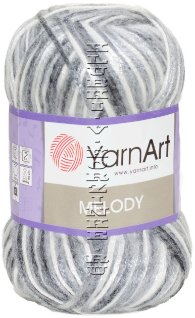 Пряжа YarnArt Melody - (905 - Белый, серый)