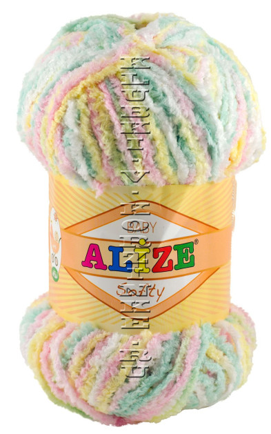 Пряжа Softy Alize - (51300 - Розовый, бирюзовый)