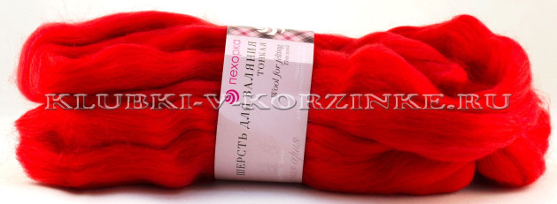 Шерсть для валяния тонкая, Пехорка (06 - Красный)