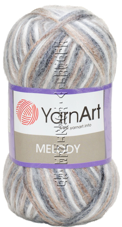 Пряжа YarnArt Melody - (907 - Белый, медь, серый)