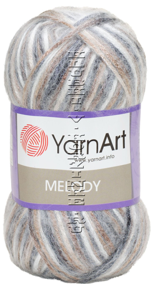 Пряжа YarnArt Melody - (907 - Белый, медь, серый)